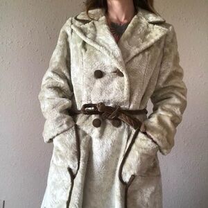 Vintage Winkelman Elegant Cream Double-Breasted Women's Coat